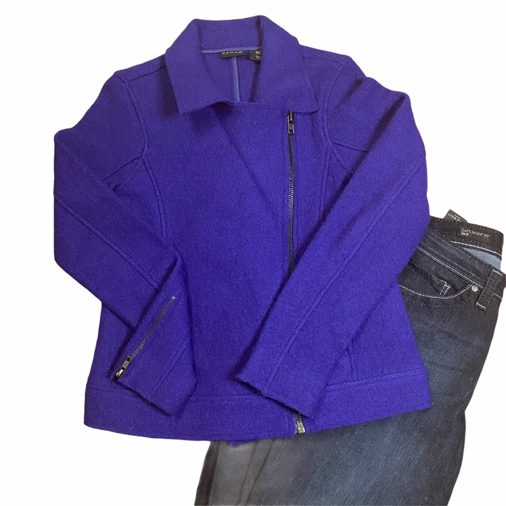 Tahari Moto/bomber style jacket, purple, sz XS